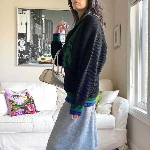 Vintage shawl collar chunky knit sweater - Picture 4 of 15